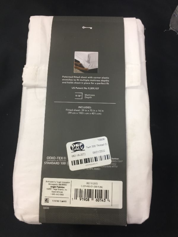 Photo 3 of 300 Thread Count Ultra Soft Fitted Sheet - Threshold
Size: Twin