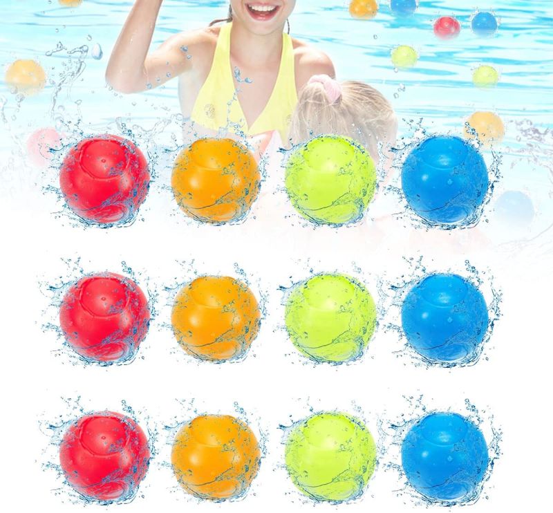 Photo 1 of 12PCS Reusable Water Balloons, Water Balloons Self Sealing Quick Fill Outdoor Water Toys-Sealing Water Bomb For Kids Adults Outdoor Activities Water Games Toy Outside Summer Fun Party Supplies
