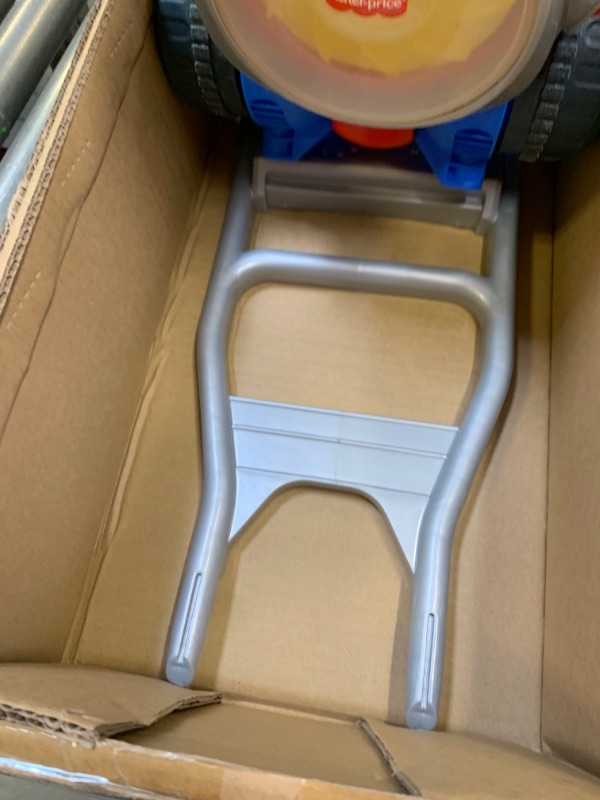 Photo 5 of Fisher-Price Bubble Mower, outdoor push-along toy lawnmower for toddlers and preschool kids, Box Packaging Damaged, Minor Use, Minor Scratches and Scuffs on Plastic, No Bubbles

