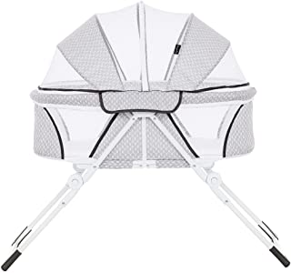 Photo 1 of Dream On Me Karley Plus Portable Quick Fold Bassinet with Removable Canopy in Storm Grey
