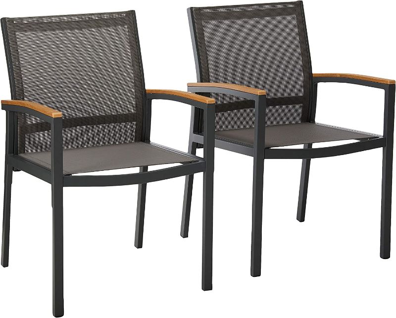 Photo 1 of Emma Outdoor Mesh and Aluminum Frame Dining Chair (Set of 2)
