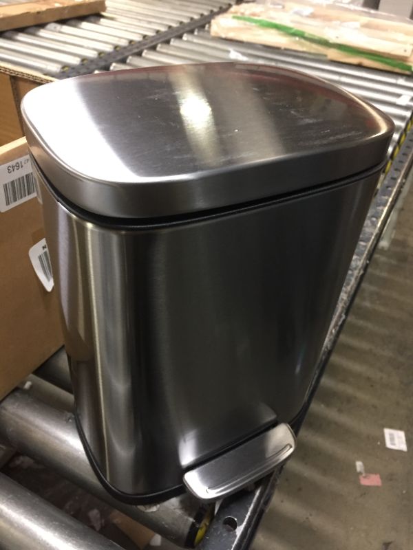 Photo 2 of Amazon Basics 5 Liter / 1.3 Gallon Soft-Close Trash Can with Foot Pedal - Stainless Steel