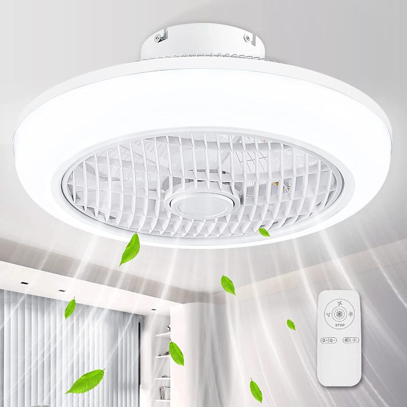 Photo 1 of XPEHK Ceiling Fan with Lights Remote Control,18 inch Enclosed Ceiling Fan,Dimming 3 Colors 3 Speeds Memory Function,72W LED Low Profile Ceiling Fan ?for Home Bedroom Living
