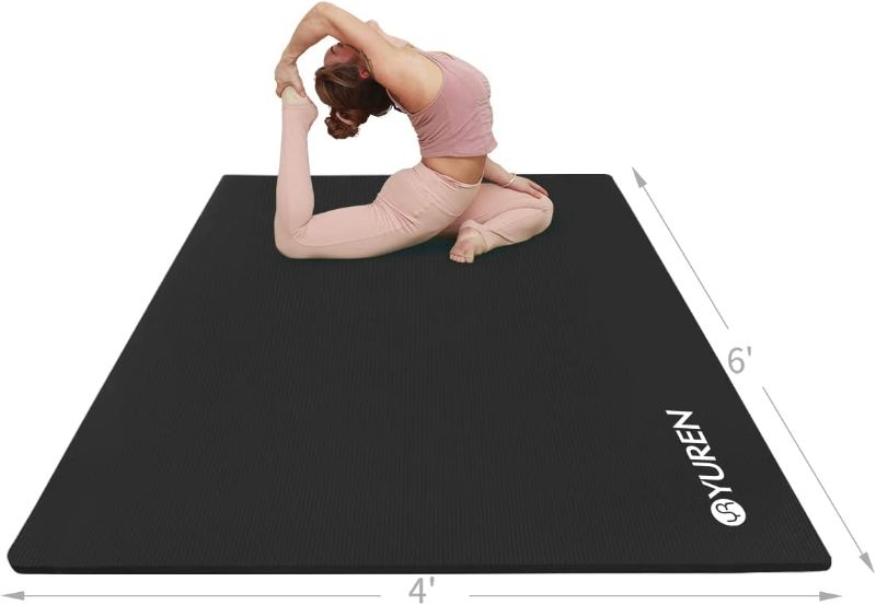 Photo 1 of YUREN Exercise Mat Large Thick Yoga Mat Extra Wide 6'x4' Workout Mat for Home Gym Floor Stretching, Yoga, Pilates, Fitness
