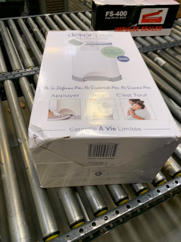 Photo 2 of Dekor Plus Hands Free Diaper Pail - White, Box Packaging Damaged, Item is New
