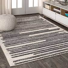 Photo 1 of 8'x10' Rectangle Loomed Stripe Area Rug White - Jonathan Y, No Box Packaging, Minor Use, Minor Fraying on Edges, Creases and Wrinkles in Rug, Dirty From Shipping and Handling, Tape on Rug
