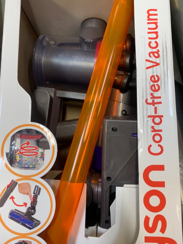 Photo 3 of Casdon Toys Dyson Cord Free Toy Vacuum, Box Packaging Damaged, Minor Use, Minor Scratches and Scuffs on Plastic

