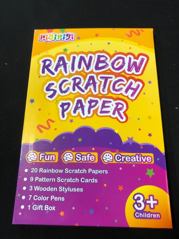 Photo 2 of  Kids Art Craft for Boys: 2 Styles Rainbow Scratch Paper Set Gifts for 3-12 Years Old Girls Drawing Pad Art Project Supply Toy for Toddler Children Kindergarten Party Favor Birthday DIY Game Kit