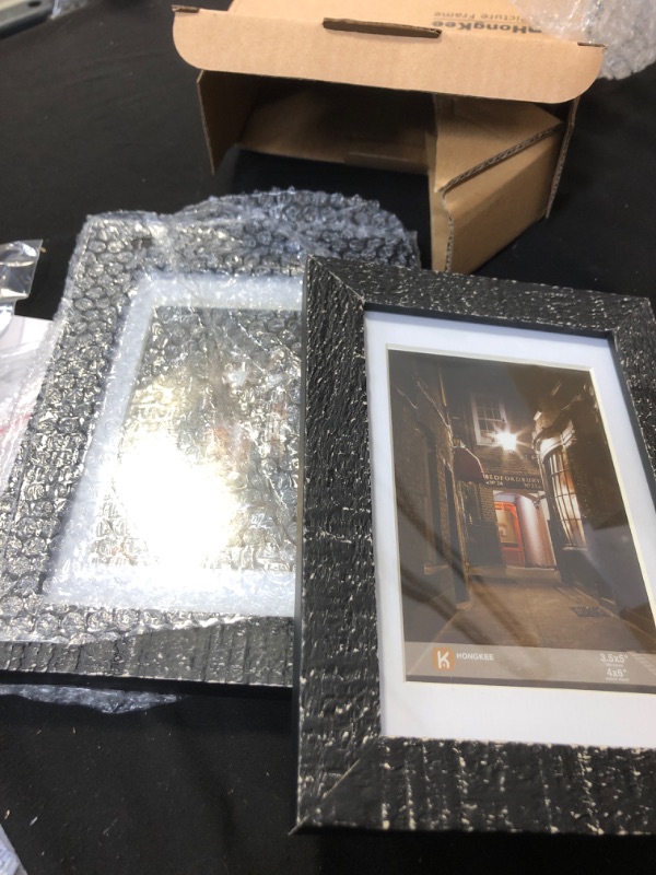 Photo 2 of  2 PACK 4X6 PICTURE FRAME RUSTIC BLACK MADE OF SOLID WOOD  AND REAL GLASS, DISPLAY PICTURES 3.5X5  OR 4X6