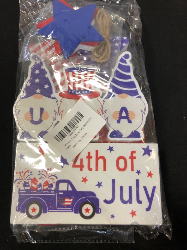 Photo 2 of 
5 PCS 4th of July Tiered Tray Decor (Tray Not Included) - Stars and Stripes Wooden Table Sign, USA Gnomes Wood Sign, Fourth of July Patriotic Decorations for Independence Day Memorial Day Veterans Day