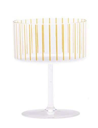 Photo 1 of Sugar & Cloth Gold Stripe Plastic Champagne or Dessert Coupe Set, 4-Piece
