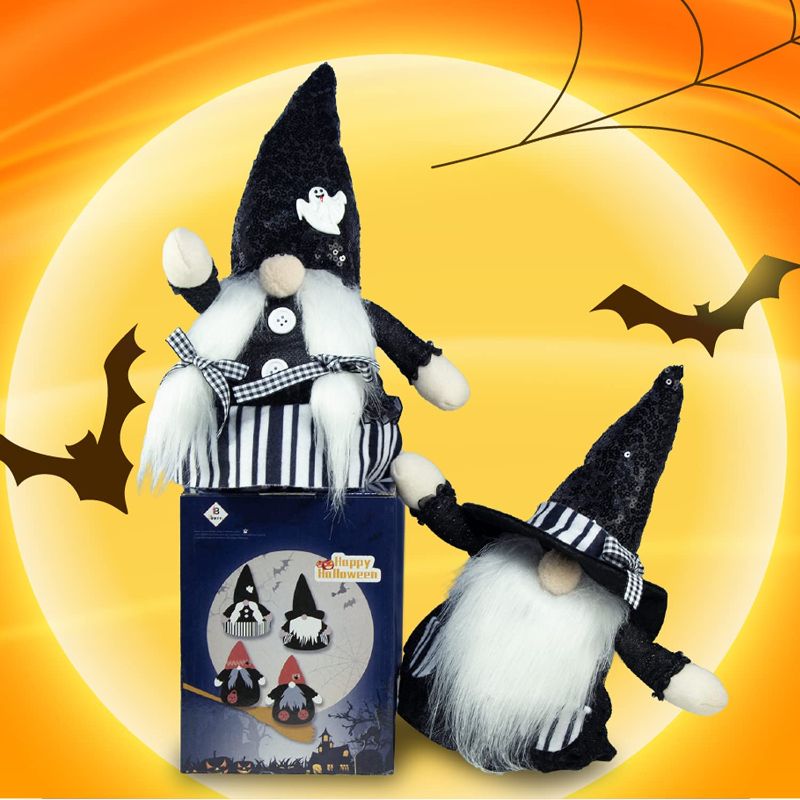 Photo 1 of 2 Pack Lighted Halloween Gnomes Witch Indoor Decorations Swedish Tomte
