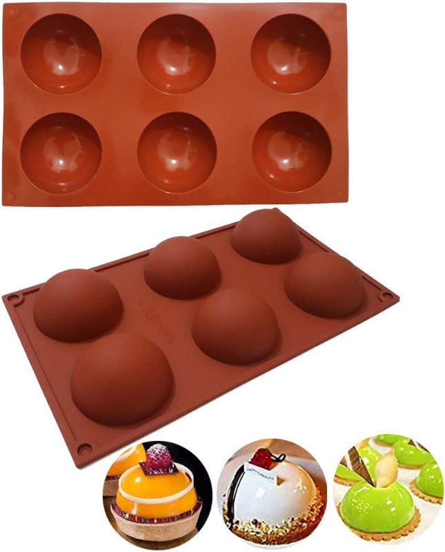 Photo 1 of 2 Pcs 6 Holes Silicone Molds , Large Circle Semi Sphere Silicone Mold for Chocolate, Jelly, Pudding, DIY Handmade Soap,BPA Free 2.75 Inch Diameter
