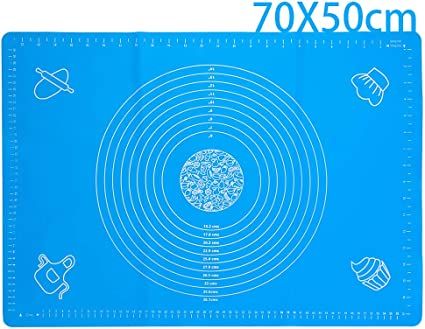 Photo 1 of 27.56"x19.69" ExtraLarge Silicone Baking Mats, Dough Mat,Kneading Pastry Mat with Measurements, Fondant Mat Non-Slip BPA-Free Heat Resistant Reusable for making cookies Cake Baking mat,Blue
