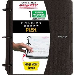 Photo 1 of 1" Notebinder Flex Quad Rule Black - Five Star--3 COUNT