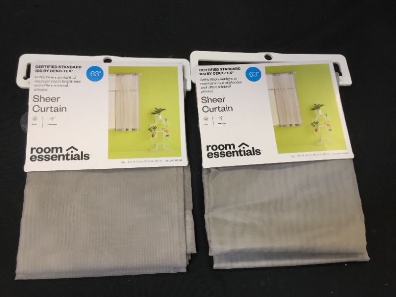 Photo 2 of 1pc (2 PACK) Sheer Voile Window Curtain Panel Gray 63"- Room Essentials--