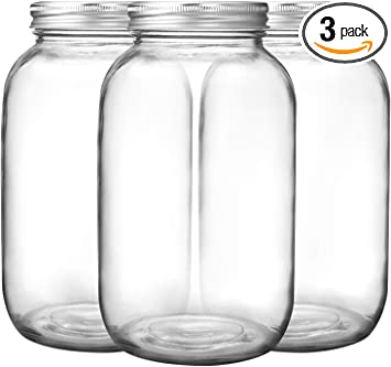 Photo 1 of 3 Pack Mason Jars 64 oz Wide Mouth with Lid and Band, Half Gallon Mason Jars with Airtight Lids , Clear Glass Mason Jars (Set of 3) (Wide Mouth)