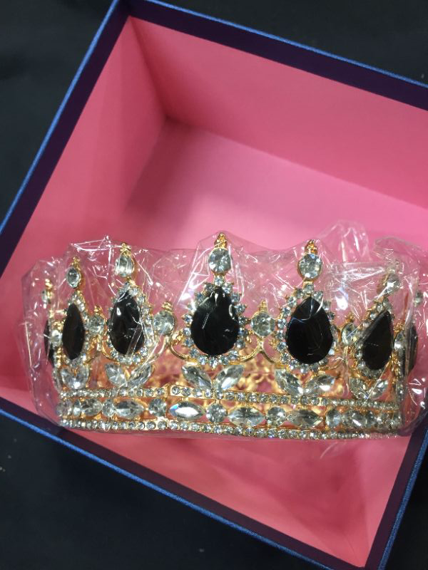 Photo 2 of Black Queen Crown for Women, Birthday Tiara for Women Girls Rhinestone Renaissance Crowns for Women Halloween Headband
