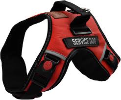 Photo 1 of Albcorp Service Dog Vest Harness - Reflective- Woven Nylon, Neoprene Handle, Adjustable Straps, Comfy Mesh Padding, and 2 Hook and Loop Removable Patches, Medium, Red
