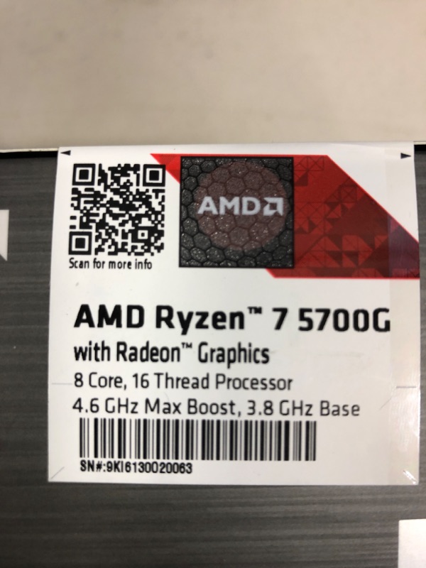 Photo 3 of AMD Ryzen 7 5700G 8-Core, 16-Thread Unlocked Desktop Processor with Radeon Graphics
