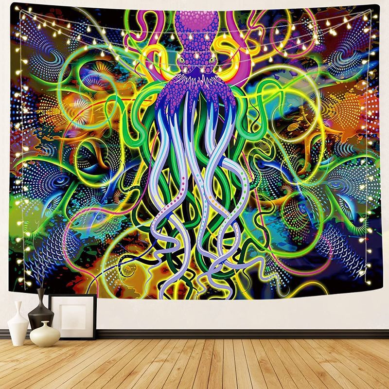 Photo 1 of (( FACTORY SEALED )) DIOVMA Octopus Tapestry with Trippy Wall Tapestries Colorful Boho Background Posters Wall Hanging Art for Room (29.1" W x 33.4" L)
