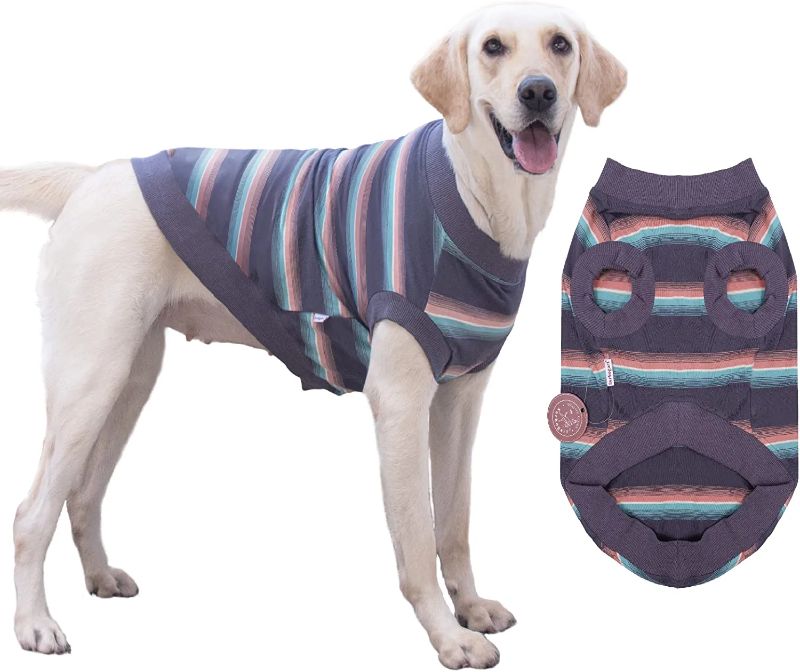 Photo 1 of 100% Cotton Striped Dog Shirt for Large Dogs, Stretchy Breathable Sleeveless Dog Clothes for Large Dogs, Surbogart by Xobberny Soft Lightweight Cool Pet T Shirt, 6X-Large
