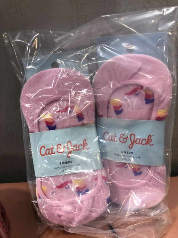 Photo 2 of 2 PACK OF Girls' Unicorn 3pk Liner Socks - Cat & Jack  SIZE L & M 
