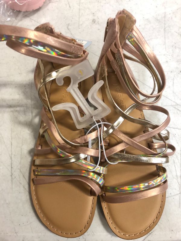 Photo 2 of Girls' Dion Metallic Gladiator Sandals - Cat & Jack Rose Gold SIZE  3
