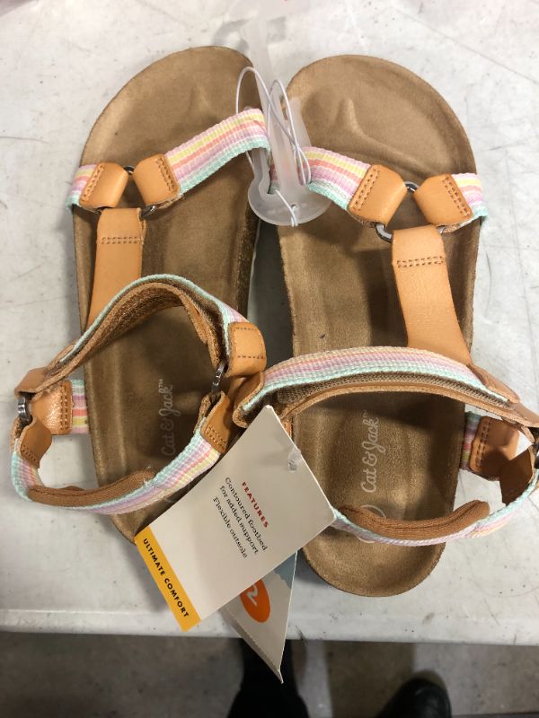 Photo 1 of Girls' Val Footbed Sandals - Cat & Jack Tan SIZE 13
