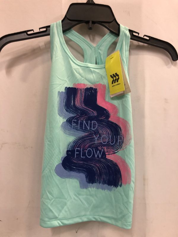 Photo 2 of Girls' 'Find Your Flow' Graphic Tank Top - All in Motion™ Aqua Green  XS 4/5
