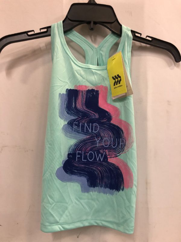 Photo 2 of Girls' 'Find Your Flow' Graphic Tank Top - All in Motion Aqua Green S 6/6X
