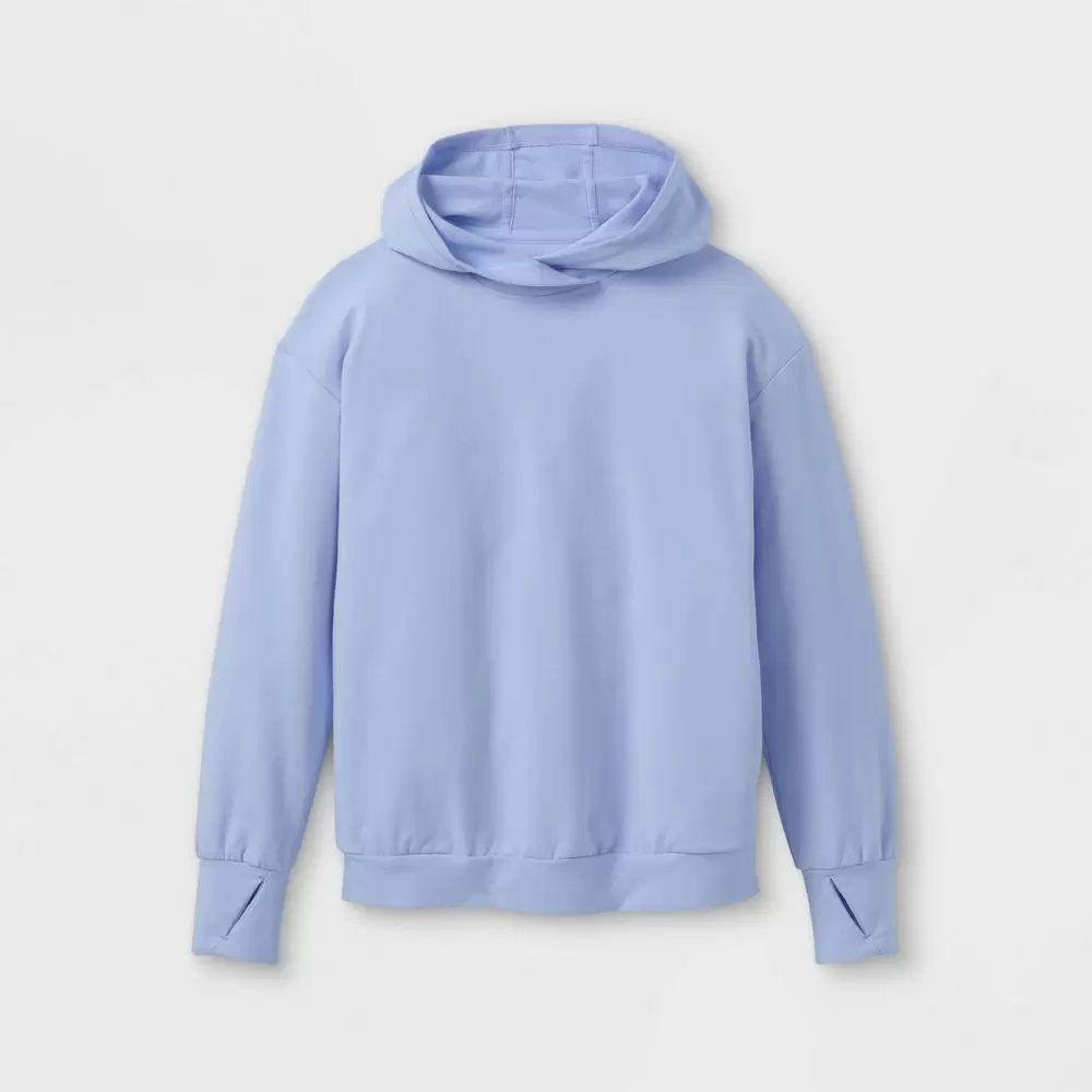 Photo 1 of Girls' Lightweight Fleece Hooded Sweatshirt - All in Motion Periwinkle Blue XS