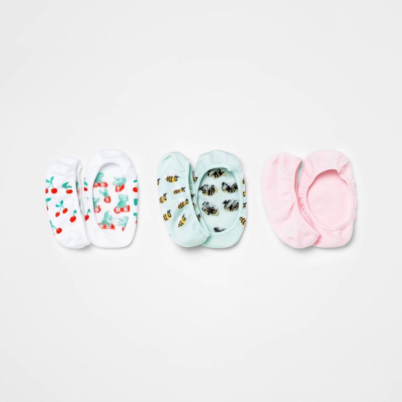 Photo 1 of 2 PACK OF Girls' Cherries 3pk Liner Socks - Cat & Jack™ SIZE M

