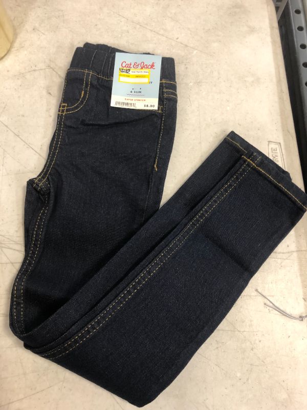 Photo 2 of Girls' Pull-on Skinny Mid-Rise Jeans - Cat & Jack™ SIZE 6 SLIM 
