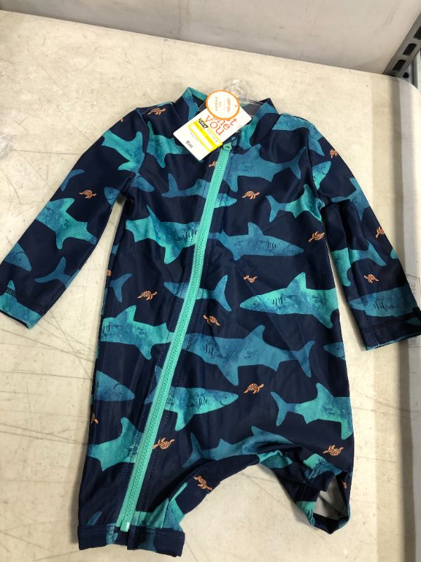 Photo 2 of Carter's Just One You Baby Boys' Shark Print Long Sleeve One Piece Swimsuit - Na - 9M
