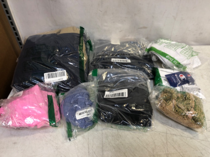 Photo 1 of BAG LOT, ASSORTED RANDOM MISC. USED CLOTHING, VARIOUS SIZES AND COLORS, SOLD AS IS