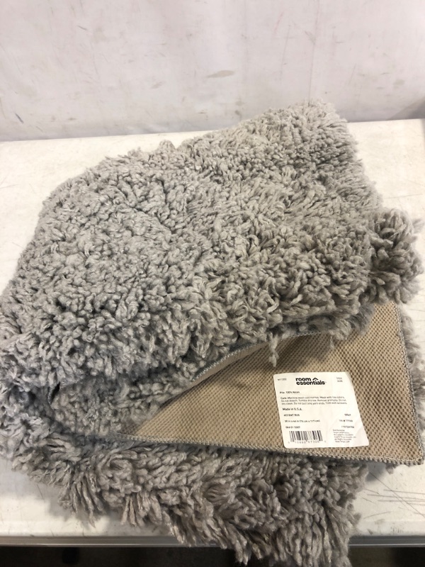 Photo 2 of 30" X 46" Plush Shag Washable Accent Rug Gray