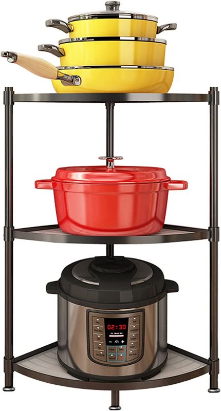 Photo 1 of 3-Tier Kitchen Pot Rack, Multi-layer Corner Shelf Stand Stainless Steel Shelves for Kitchen