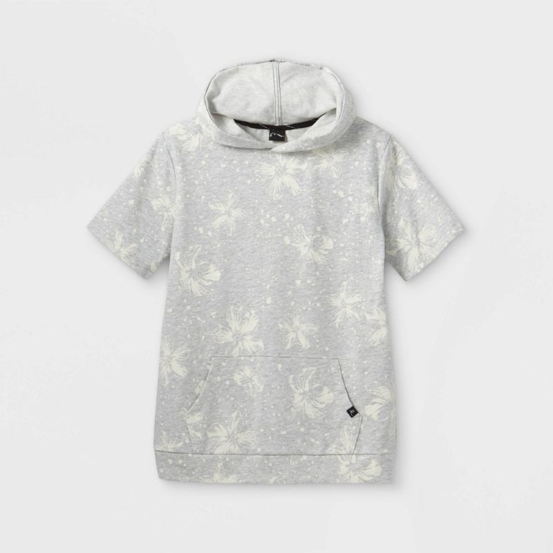 Photo 1 of Boys' Hibiscus Flower Hoodie Sweatshirt - Art Cass™ Ight Heather Gray, SIZE L