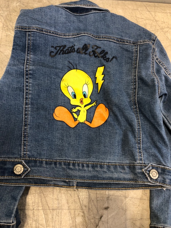 Photo 3 of Girl' Looney Tune Tweety Bird Denim Jacket - Blue , SIZE S 
