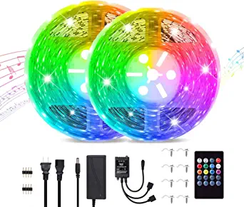 Photo 1 of LED Strip Lights, Waterproof 32.8FT/10M 20Key, Music Sync Color Changing, Rope Light 300 SMD 5050 LED, IR Remote Controller Flexible Strip for Home Party Bedroom DIY Indoor Outdoor
