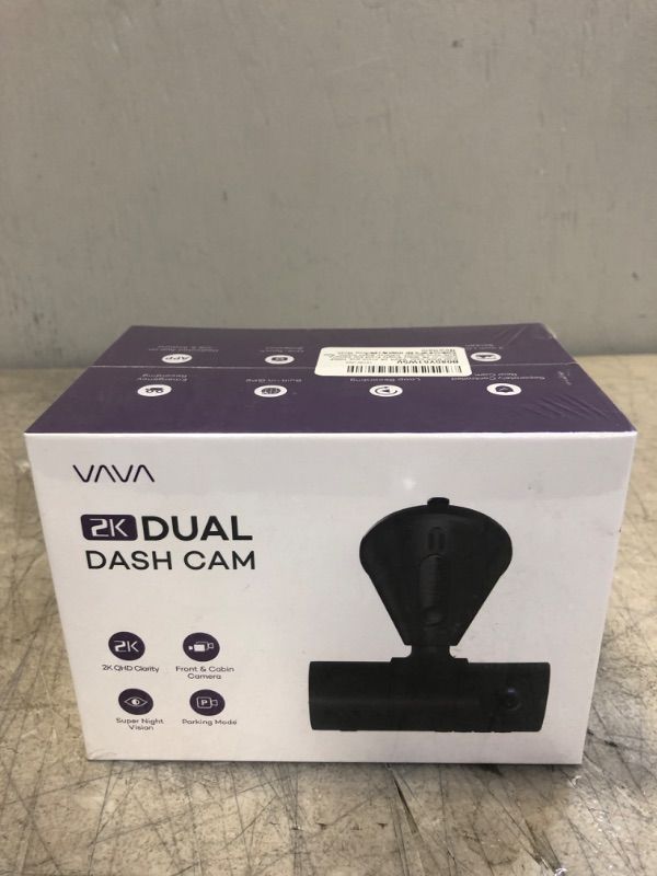 Photo 2 of VAVA VD009 Dual Dash Cam, 2K Front 1080p Cabin 30fps Car Camera, Sony Sensor, Infrared Night Vision, App Control & 2" LCD Display, Parking Mode, Built-in GPS for Uber & Lyft, Bluetooth Snapshot Remote---factory sealed