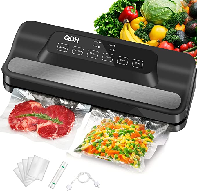 Photo 1 of QDH Vacuum Sealer Machine With Built-in Cutter, 95kPa Pro Vacuum Food Sealer, Automatic 5-in-1 Food Sealer Led Indicator Lights,Easy to Clean,Dry & Moist Food Modes,Compact Design (A)
