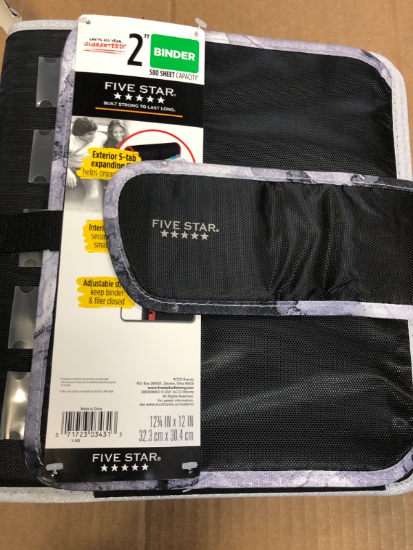 Photo 2 of 2 Quick Tab Sewn Zipper Binder Black/Gray - Five Star