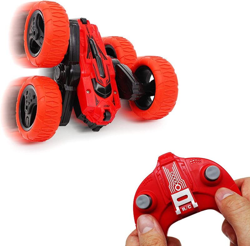 Photo 1 of CMJ RC Cars 360 Spin Attack Stunt RC Car Electric Race Stunt Car ,Double Sided 360° Rolling Rotation RC 4WD High Speed Off Road for boy Toys (Red)
