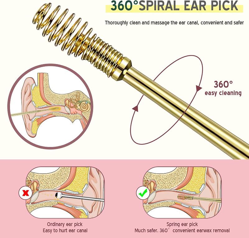 Photo 3 of 4 Ear Wax Removal Stainless Steel 360° Spiral Ear Care Tools Spring Ear Wax Cleaner Set with 2 Cleaning Brush---new factory sealed 
