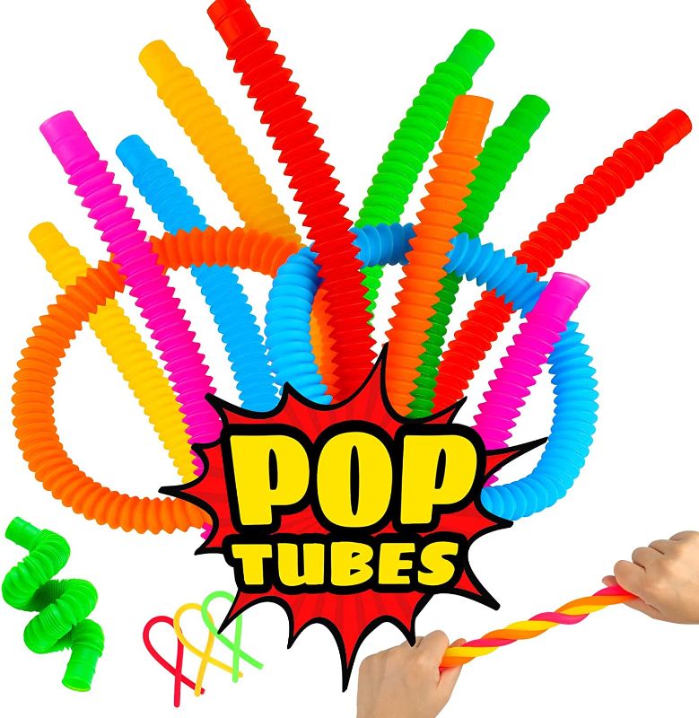 Photo 1 of 3 otters Pop Tubes Fidget Toys, 18 PCS Pop Tubes Sensory Toys, Stretchy String Great as Birthday Gift
