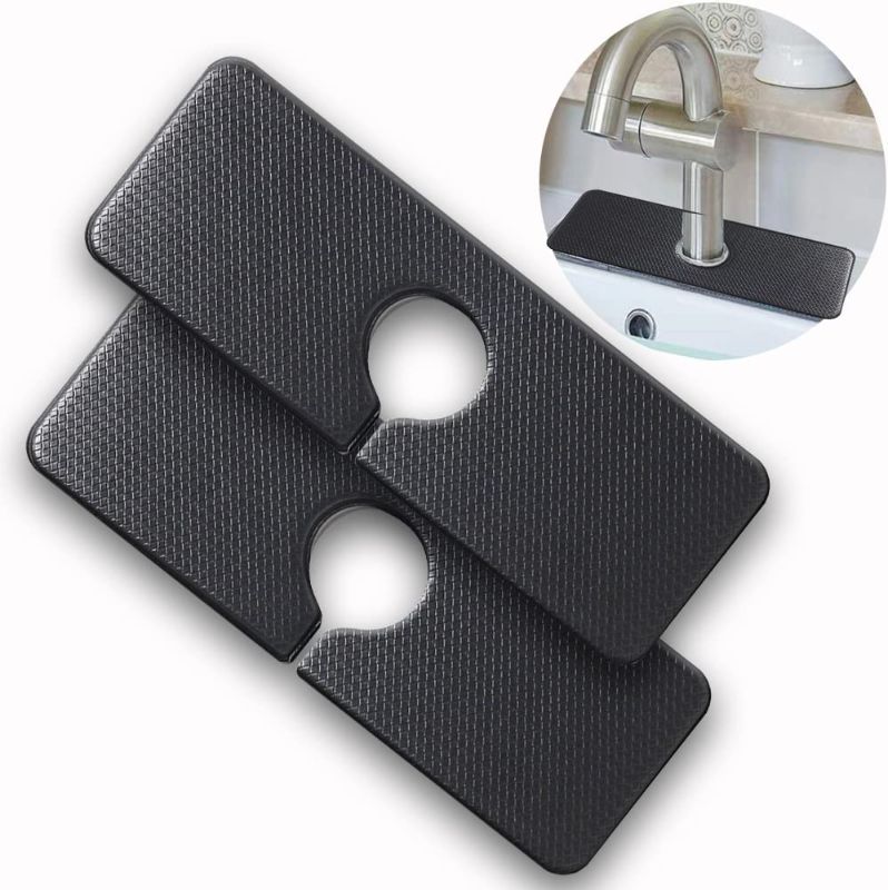 Photo 1 of 2 PCS Faucet Sink Mat Drip and Splash Catcher, Faucet Splash Guard, Water Drying Pads Behind Faucet,Does not absorb water to prevent odor , 15.7''x 5.9''
