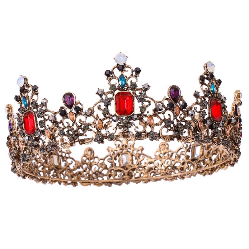 Photo 1 of  Jeweled Baroque Queen Crown - Rhinestone Multicolor + Glod---factory sealed 
 
