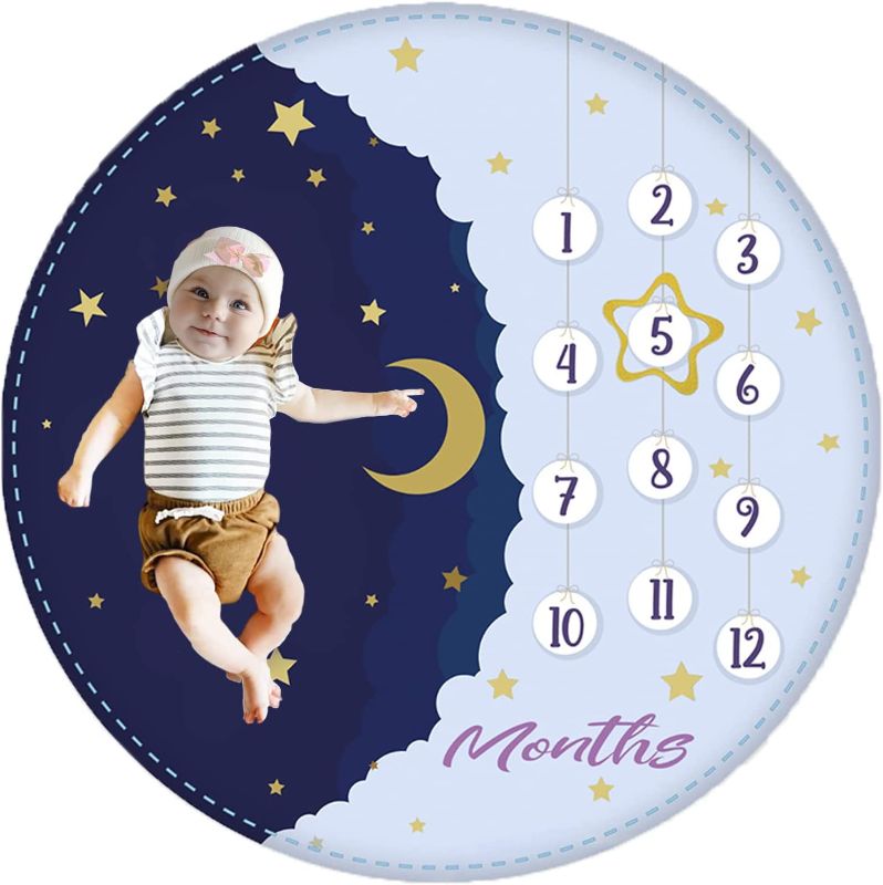 Photo 1 of Diameter 43.3 DERSEN Baby Monthly Milestone Blanket Unisex | Baby Milestone Blanket Boy, Girl Baby Growth Chart Blanket
